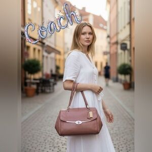 Coach Madison East/West Satchel Rose Leather Shoulder Bag